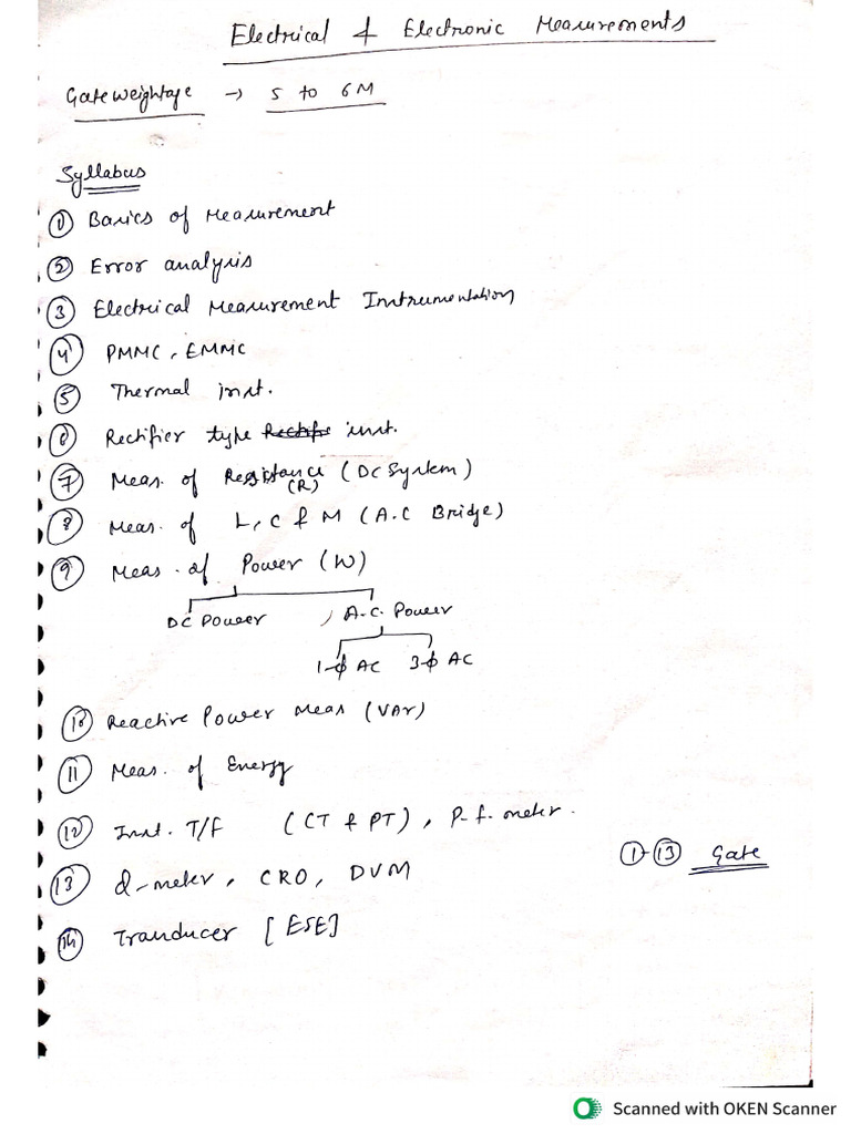 Electrical and Electronics Measurement by D.raju Sir | PDF