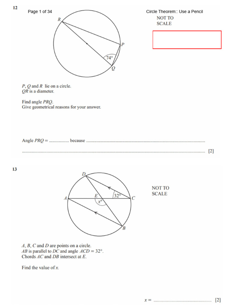Circle Theorem Practice Worksheet | PDF | Geometry