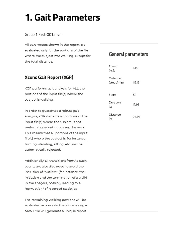 Gait Analysis Report: Key Parameters | PDF | Anatomical Terms Of Motion ...