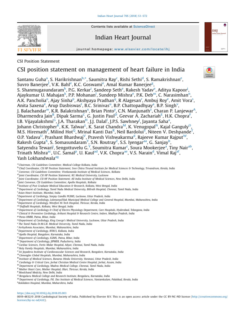 CSI HF Position Statement 2018 | PDF | Echocardiography | Diastole