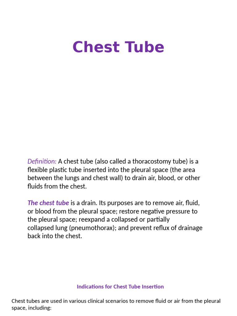 Chest Tube Insertion and Management Guide | PDF | Thorax | Clinical ...