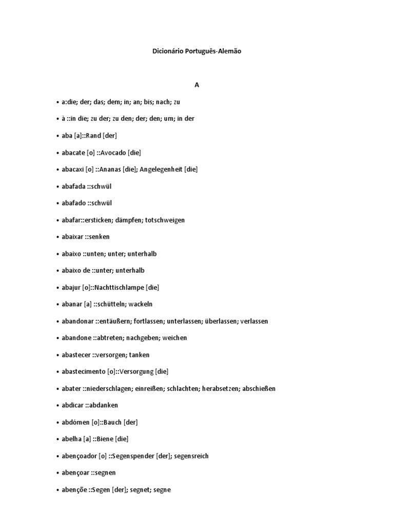 Deutsch Portugiesisch Worterbuch