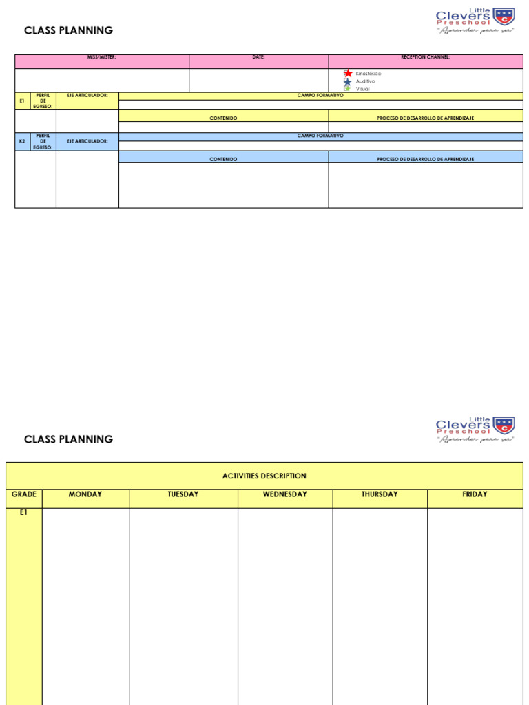 Class Planing E1 | PDF