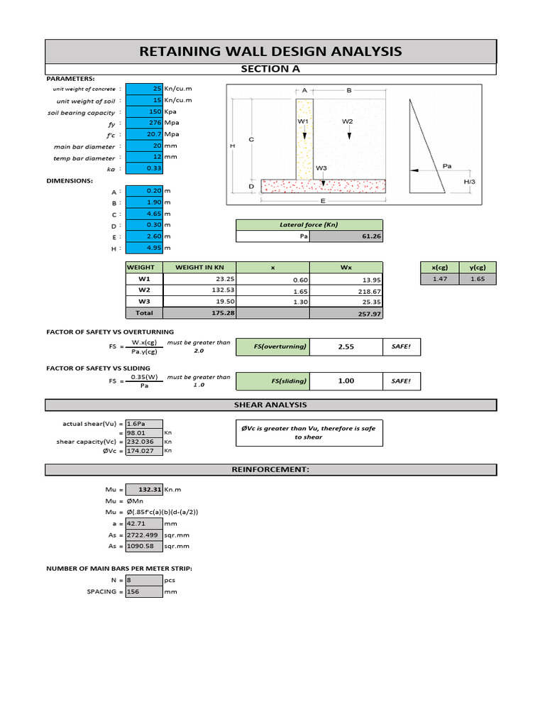 Retaining Wall Design Analysis Report | PDF | Horticulture | Natural ...
