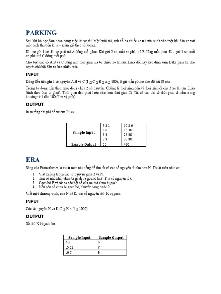 Parking: Input | PDF