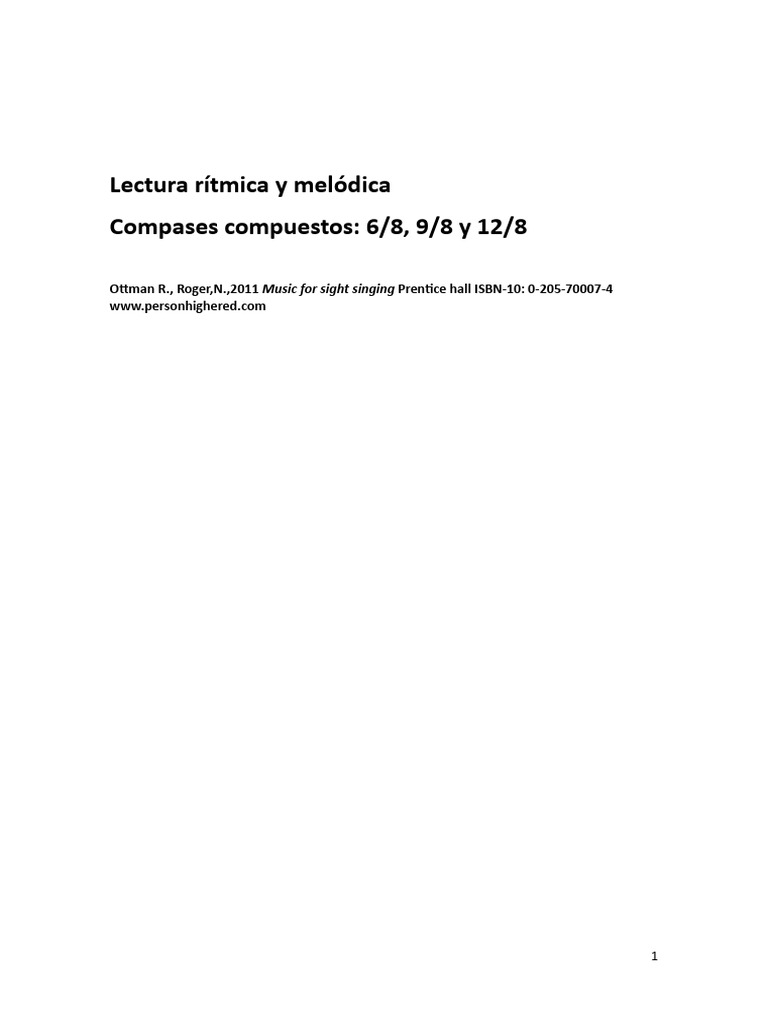 Lectura Musical Rítmica y Melódica | PDF