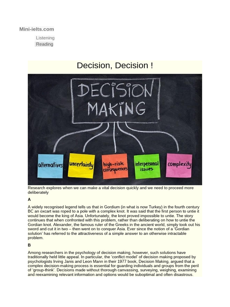 Decision-Making: Complexity vs. Simplicity | PDF | Decision Making ...