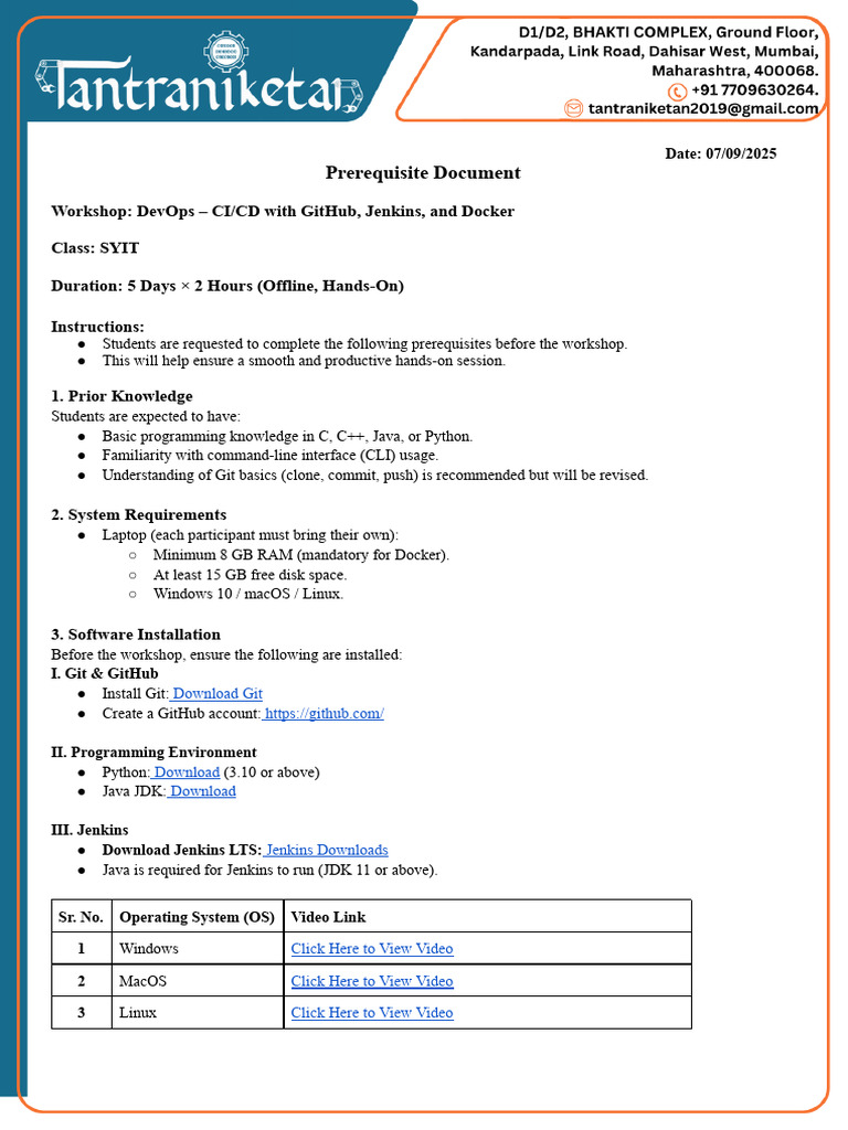 DevOps CI/CD Workshop Prerequisites | PDF | Computing | Computing Platforms