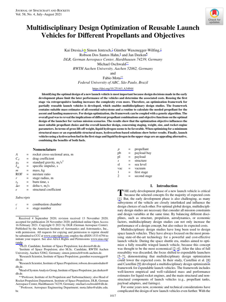 Multidisciplinary Optimization of Launch Vehicles | PDF | Launch ...