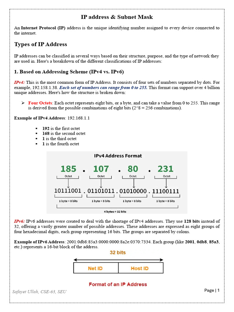 Understanding IP Addresses and Subnetting | PDF | Ip Address | I Pv6