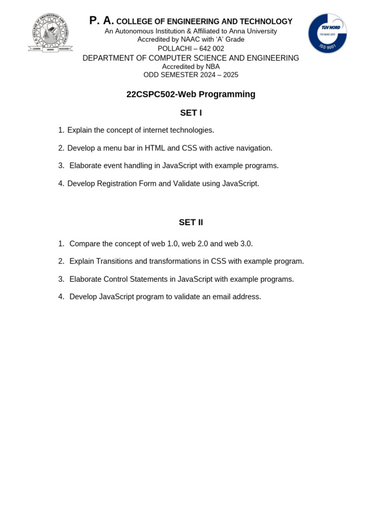 22CSPC502 WP Assignment-1 | PDF