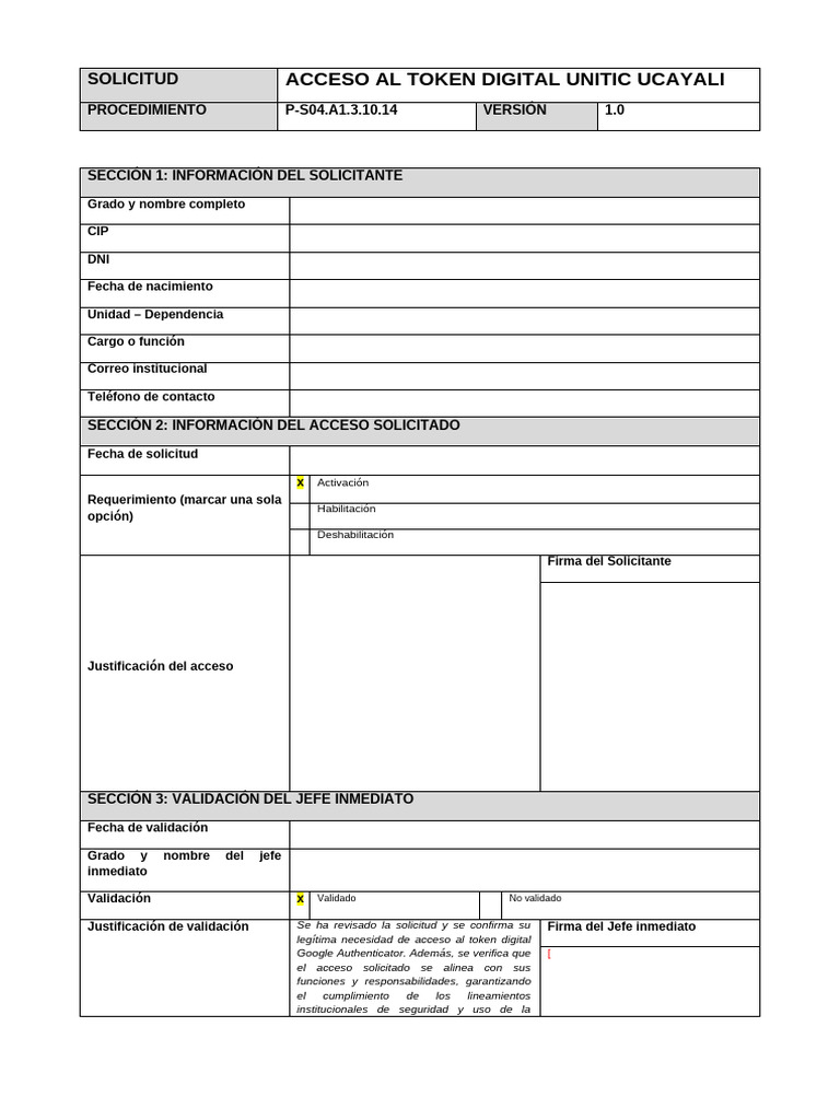 Solicitud de Acceso al Token Digital UCAYALI | PDF | Autenticación ...