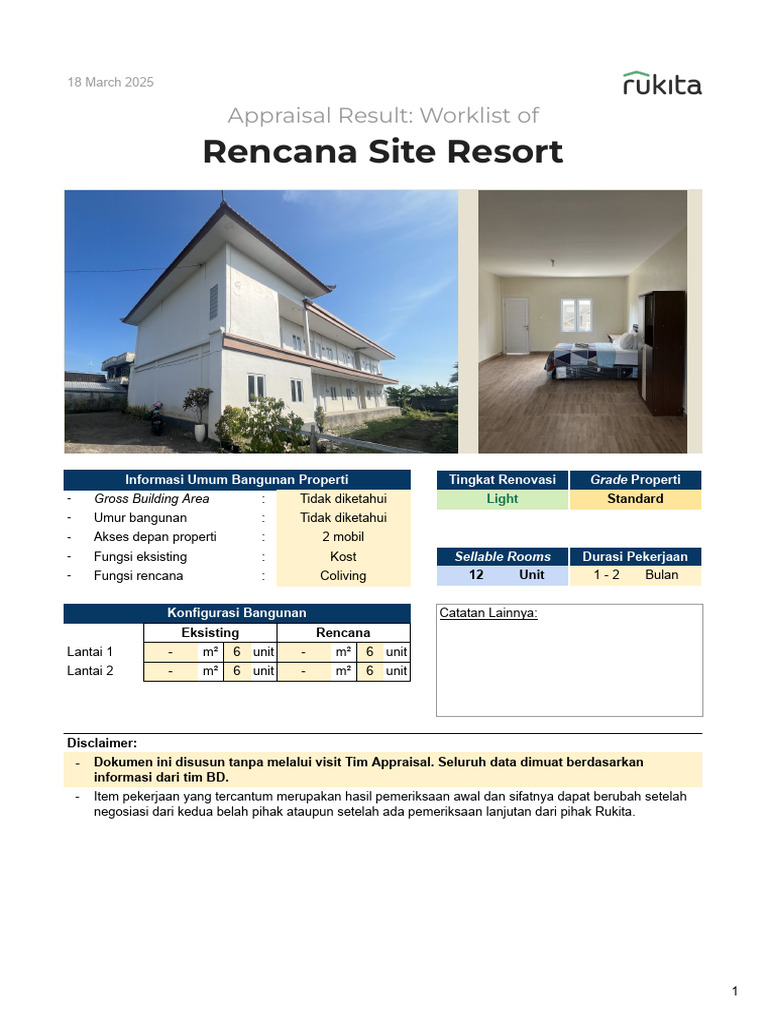 Worklist - Rencana Site Resort | PDF