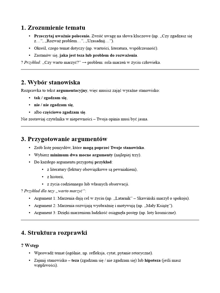 Rozprawka Jak Pisać | PDF