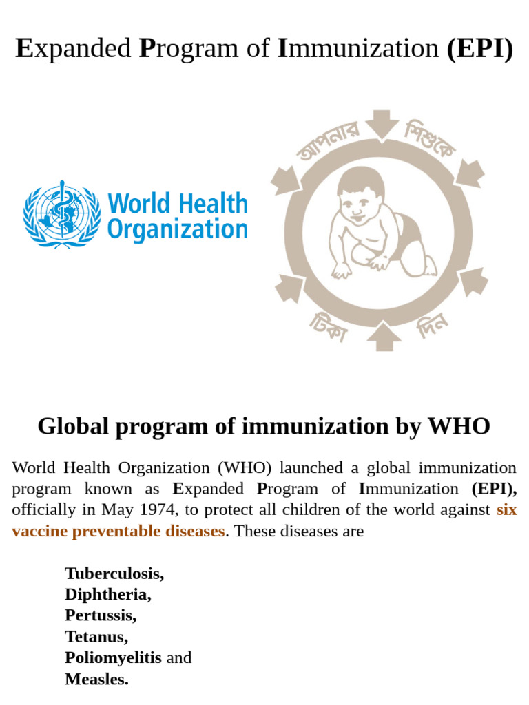 Expanded Program of Immunization Overview | PDF | Vaccines | Immune ...