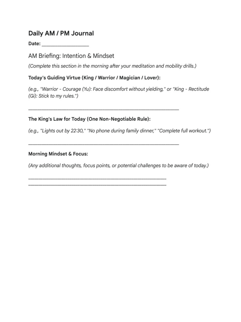 Printable - Daily AM - PM Journal | PDF