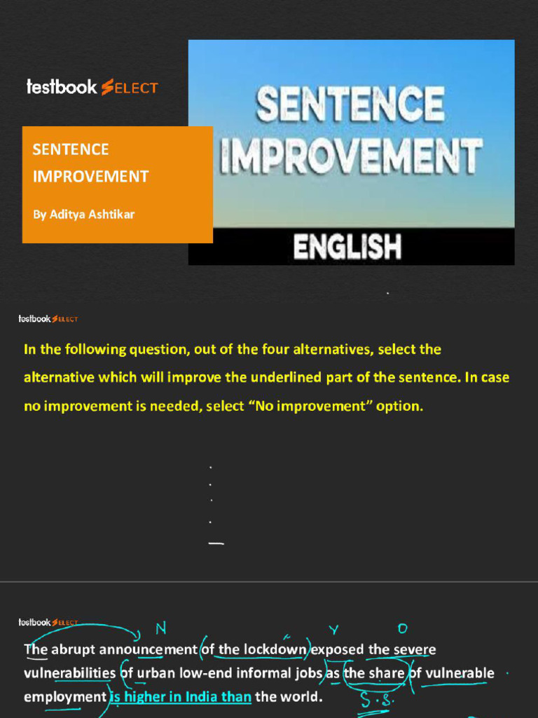 Class On Sentence Improvement - 8 - 06PM | PDF