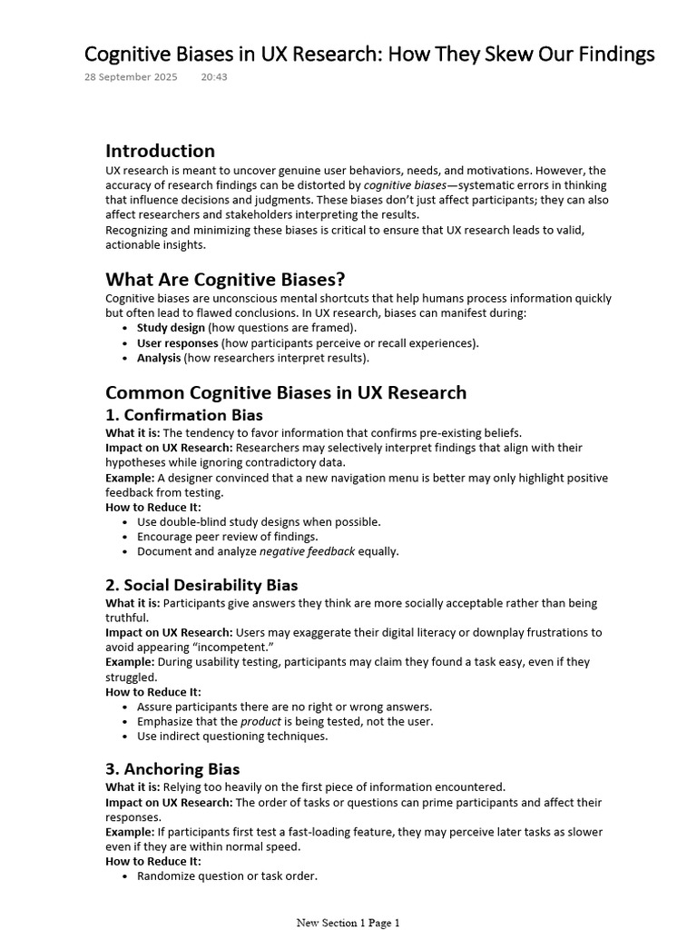 Cognitive Biases in UX Research How They Skew Our Findings | PDF ...