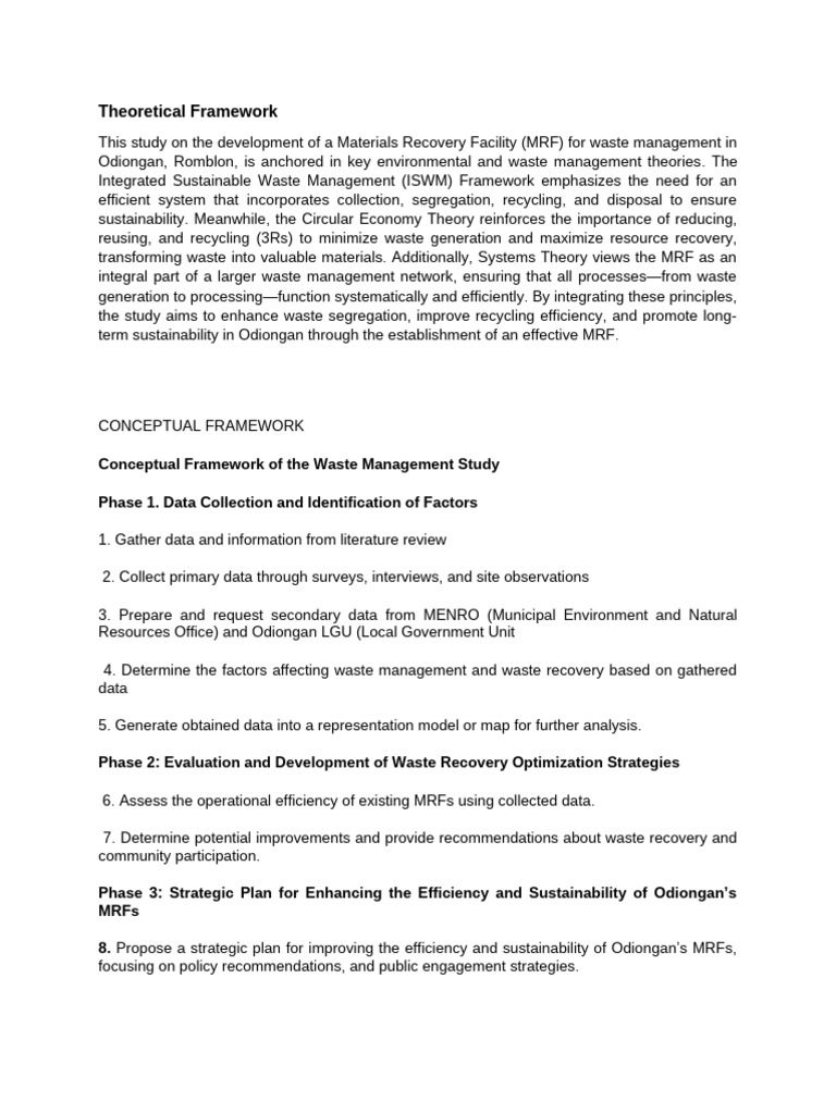 Waste Management Framework for Odiongan | PDF