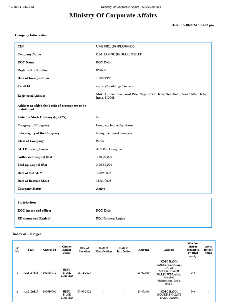 B.M. House (India) Ltd. Company Profile | PDF | Corporations | Private ...