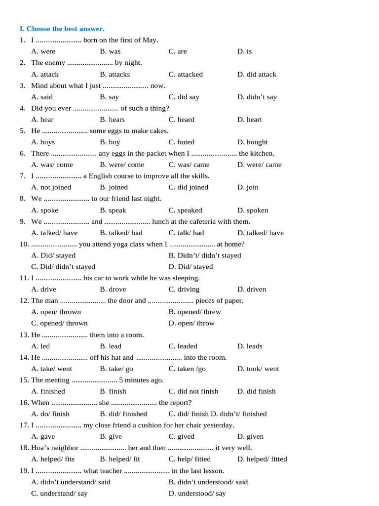 English Grammar Practice Exercises | PDF