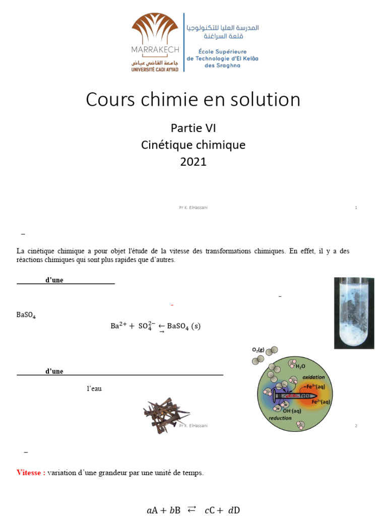 Cinétique chimique : Vitesse et Ordres de Réaction | PDF | Cinétique ...