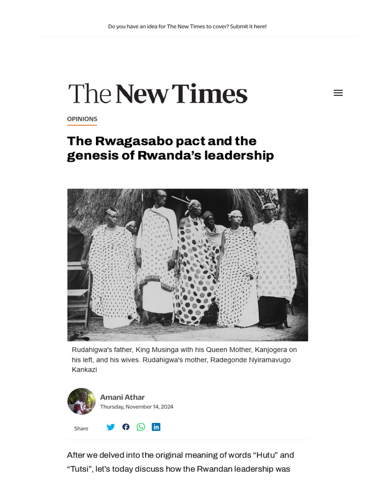 The Rwagasabo Pact and The Genesis of Rwanda's Leadership - The New ...