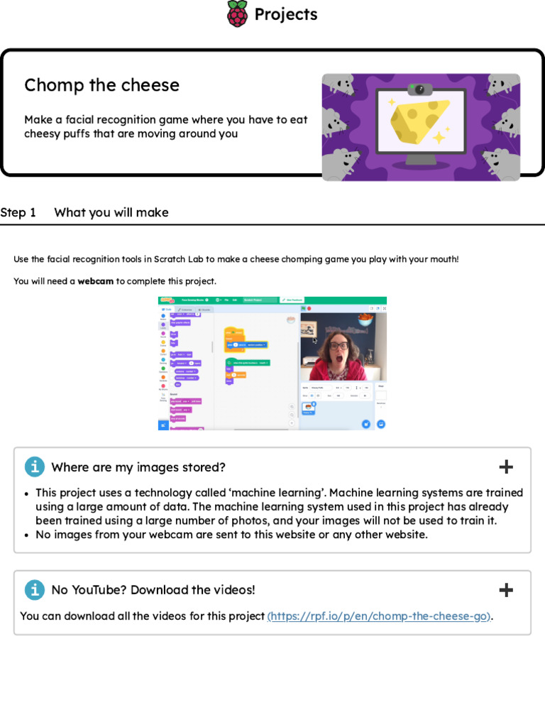 Facial Recognition Cheese Game | PDF | Scratch (Programming Language ...