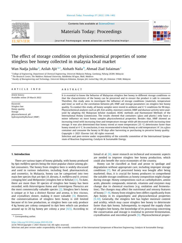 The Effect of Storage Condition On Physicochemical Properties of Some ...