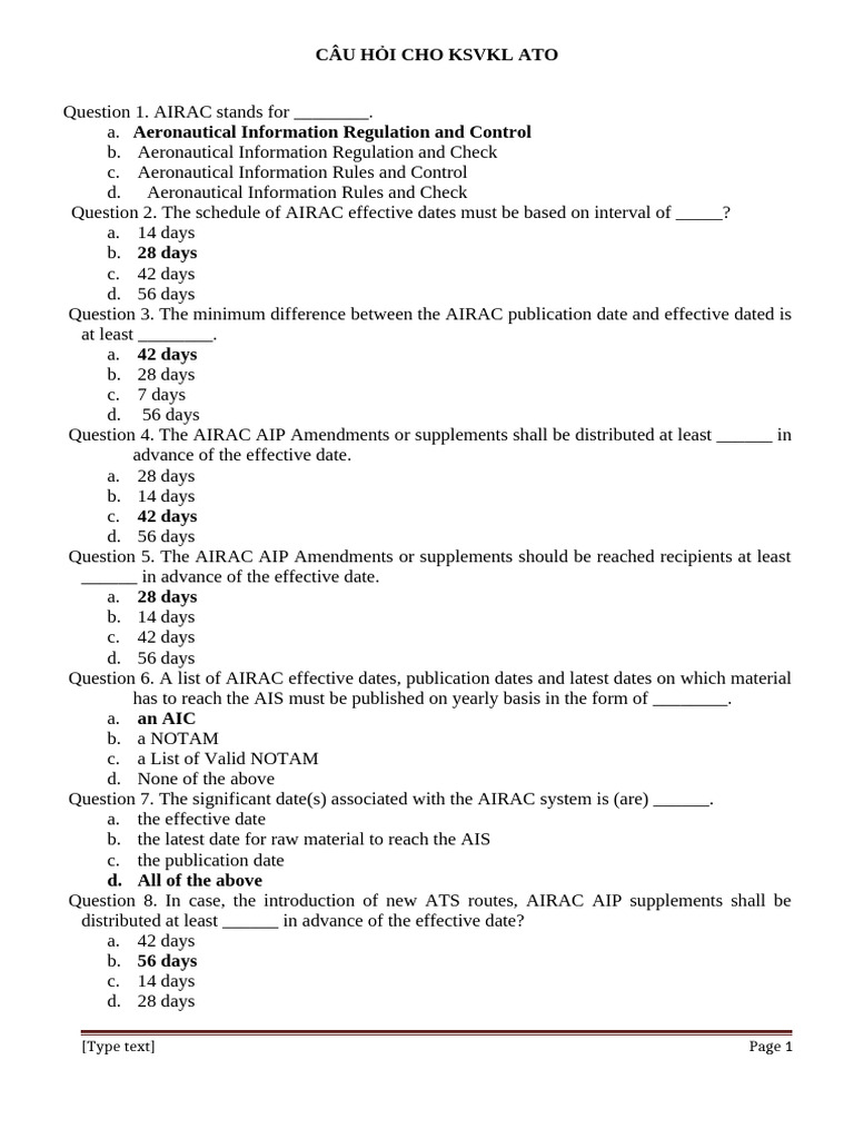 AIRAC Questions for Aviation Standards | PDF | Speed | Aviation