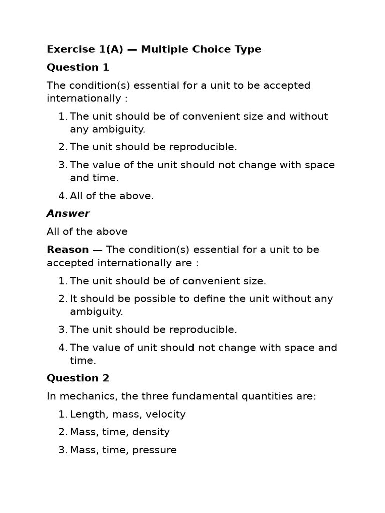 Chapter 1 Physics Notes | PDF | Kilogram | International System Of Units
