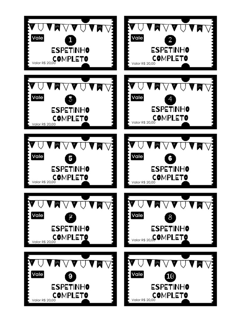 Ficha de Vale Espetinho para Imprimir | PDF