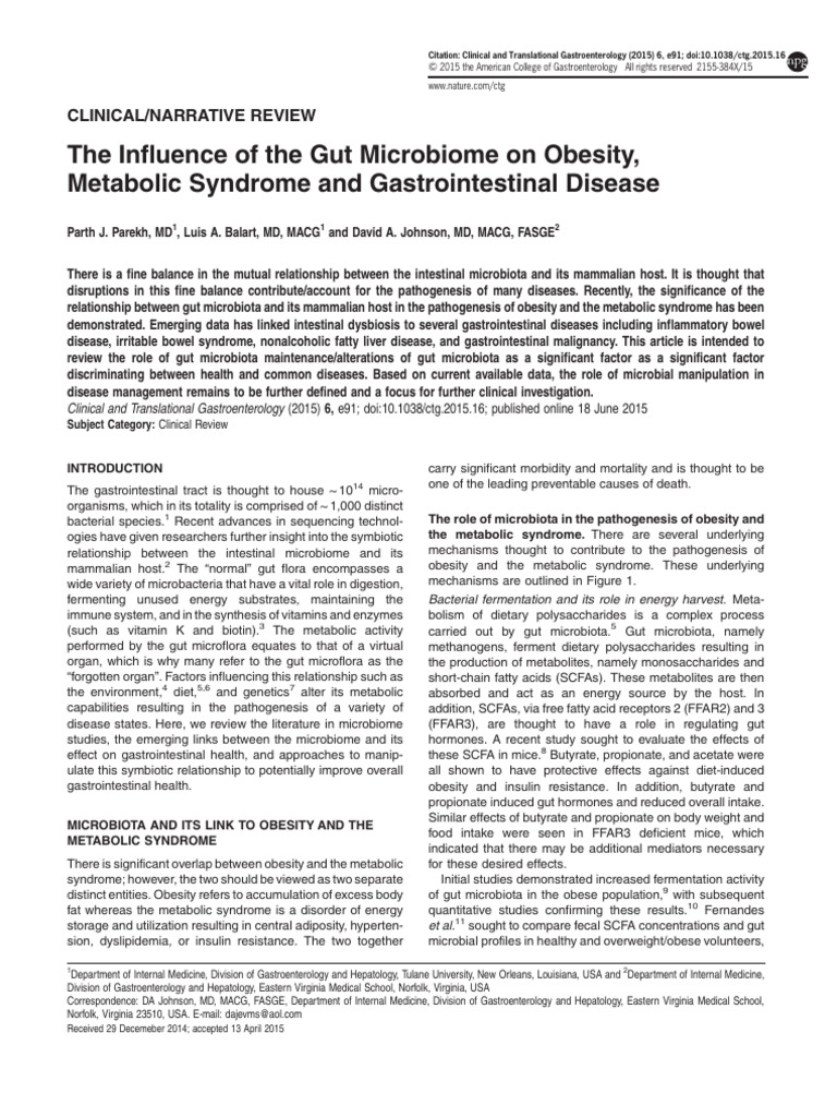 Gut Microbiome's Role in Obesity | PDF | Inflammatory Bowel Disease ...
