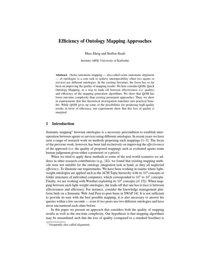 Efficiency of Ontology Mapping Approaches: Abstract. (Semi-) Automatic ...