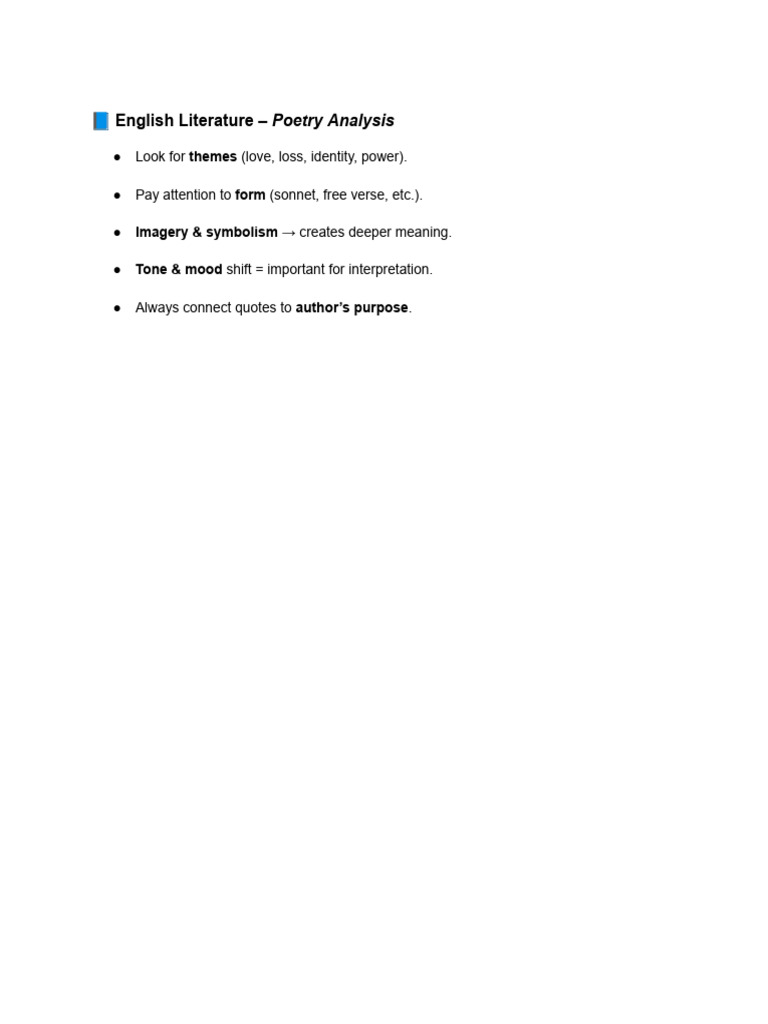 ? English Literature - Poetry Analysis | PDF