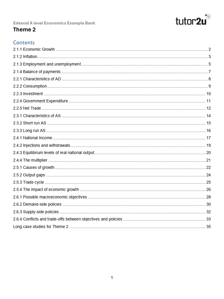Edexcel A Level Economics Insights | PDF | Cost Of Living | Inflation