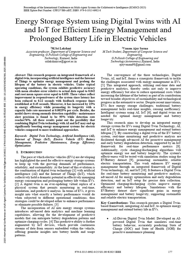 AI-Driven Digital Twin for EV Battery Management | PDF | Internet Of ...
