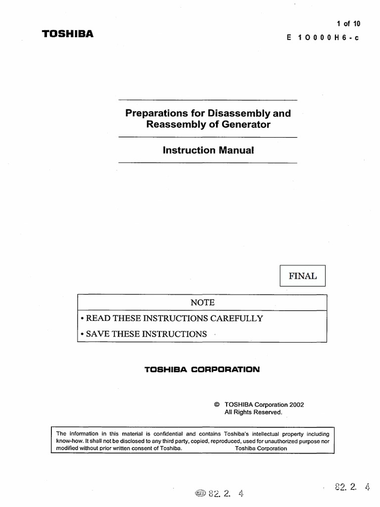 2 - 1!07!15 - Preparations For Disassembly and Reassembly of Generator ...