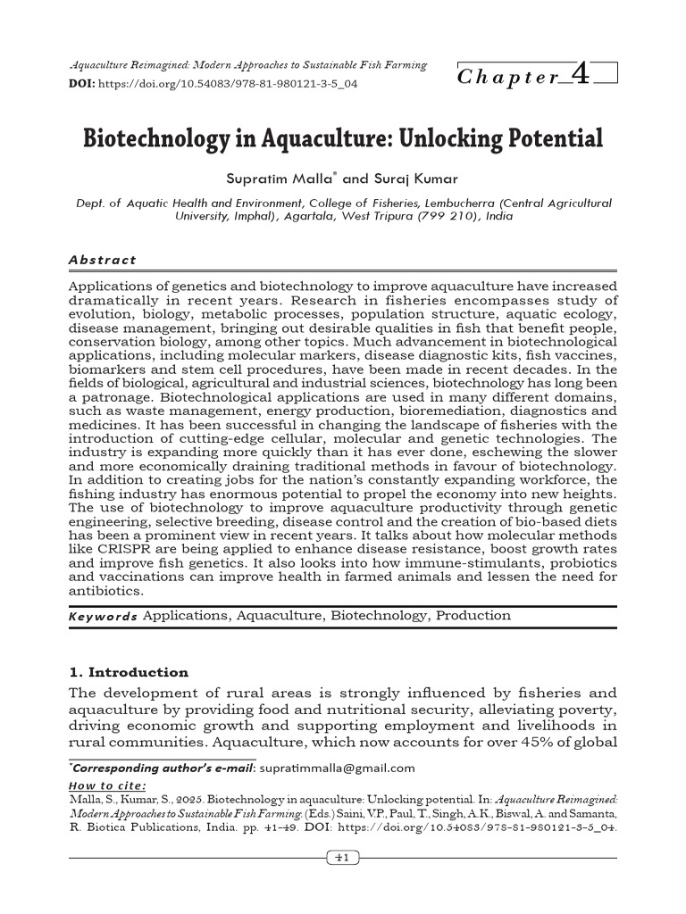Biotechnology Advancements in Aquaculture | PDF | Dna Sequencing ...