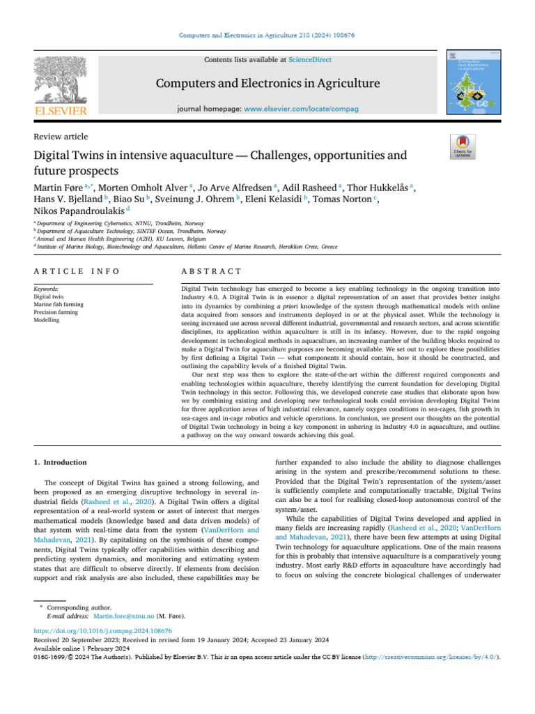 Digital Twins in Aquaculture: Future Prospects | PDF | Machine Learning ...