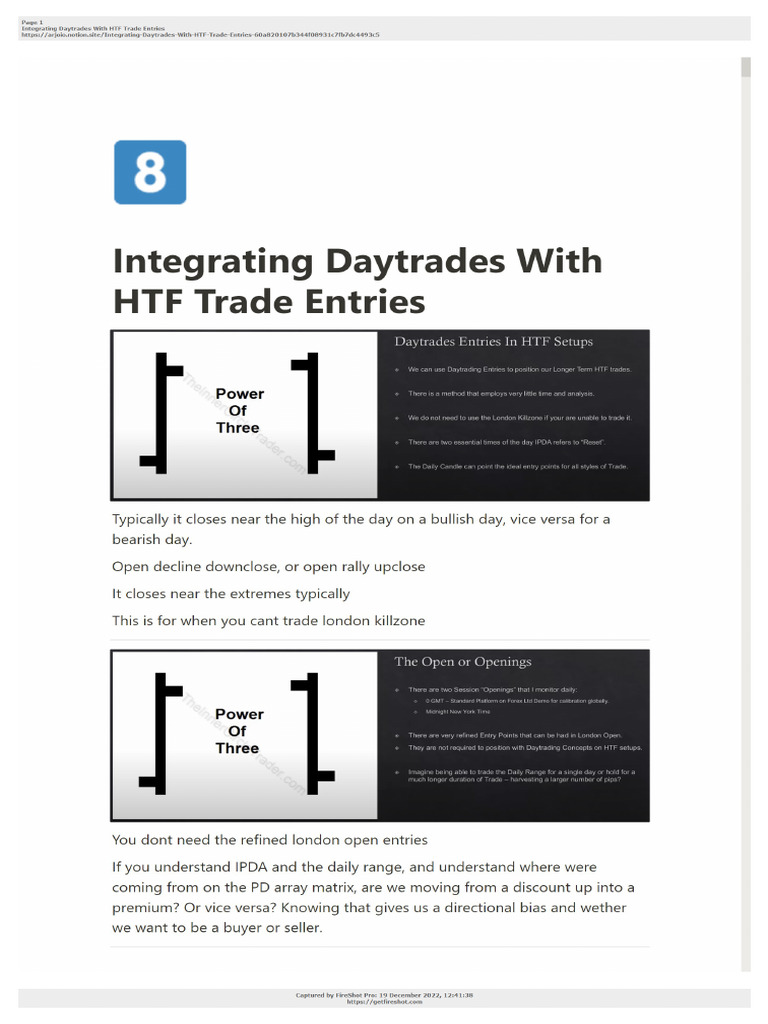 #008 - 'Integrating Daytrades With HTF Trade Entries' | PDF