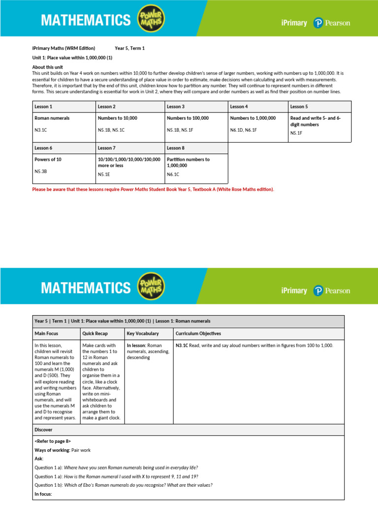 Ip Maths LP WRM Y5 t1 U1 To U6 | PDF | Question | Mathematics