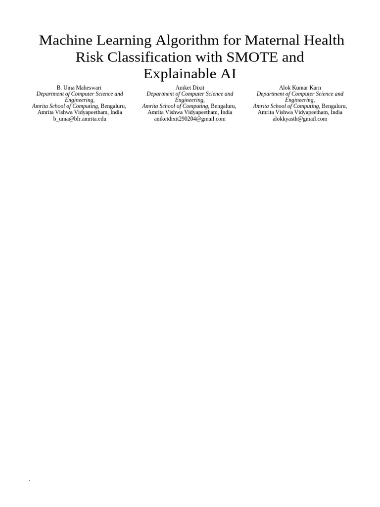 Paper Maternity Submitted After Review | PDF | Machine Learning ...