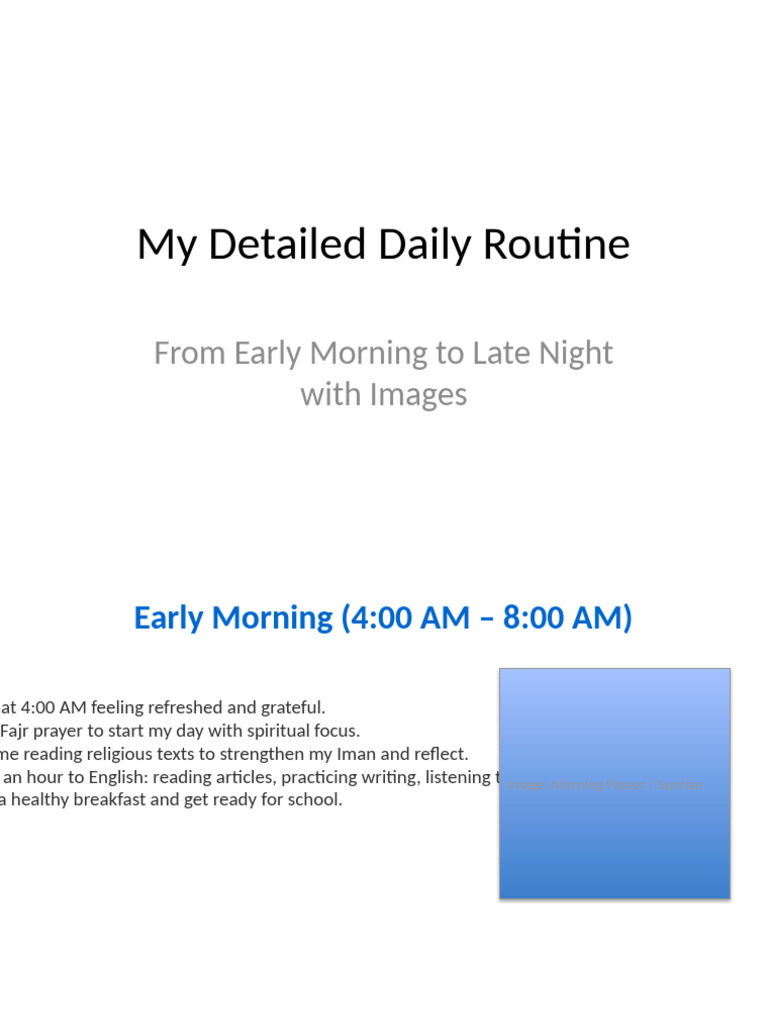 My Detailed Daily Routine With Places | PDF | Reading Comprehension ...