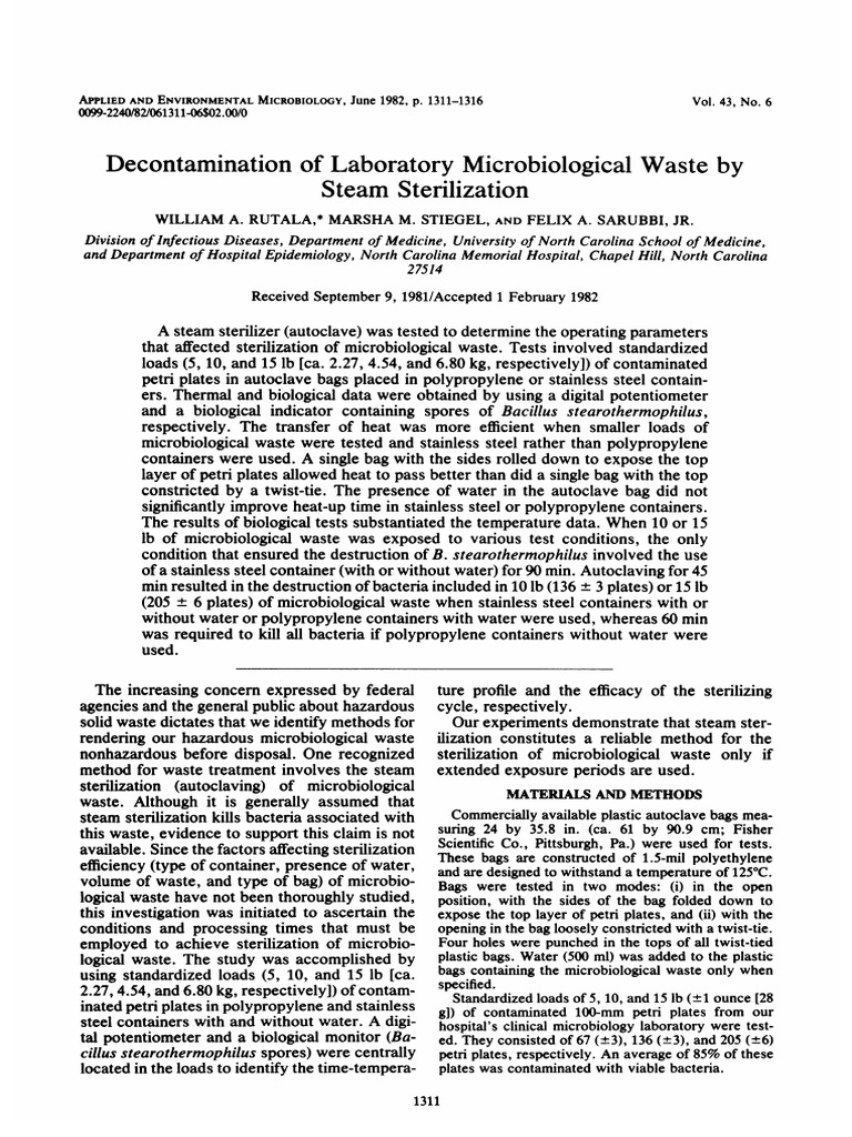 Compementary - Lab1-Decontamination of Laboratory Microbiological Waste ...