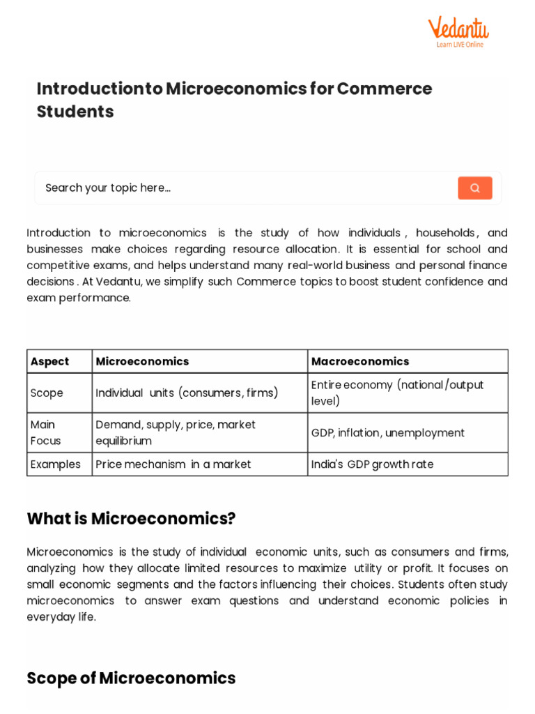 Introduction To Microeconomics For Commerce Students | PDF