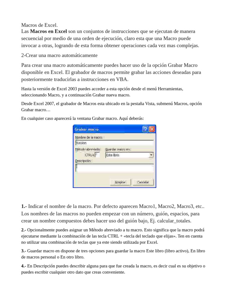 Cómo Crear y Ejecutar Macros en Excel | PDF | Macro (informática ...