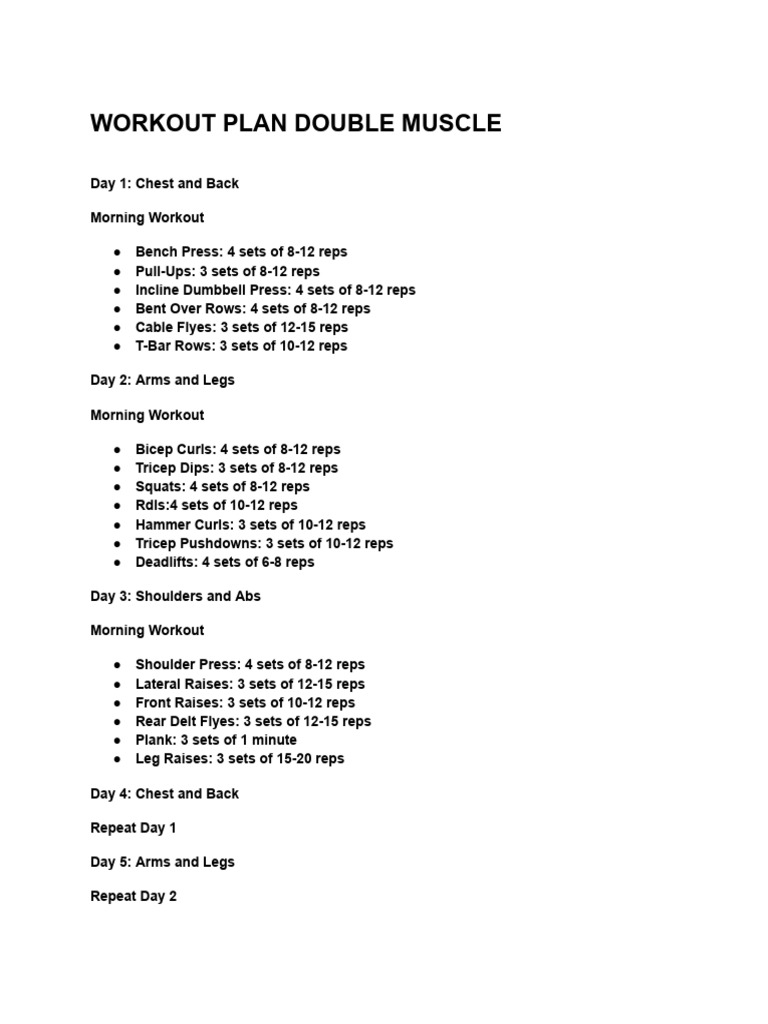 Double Muscle Workout Plan | PDF