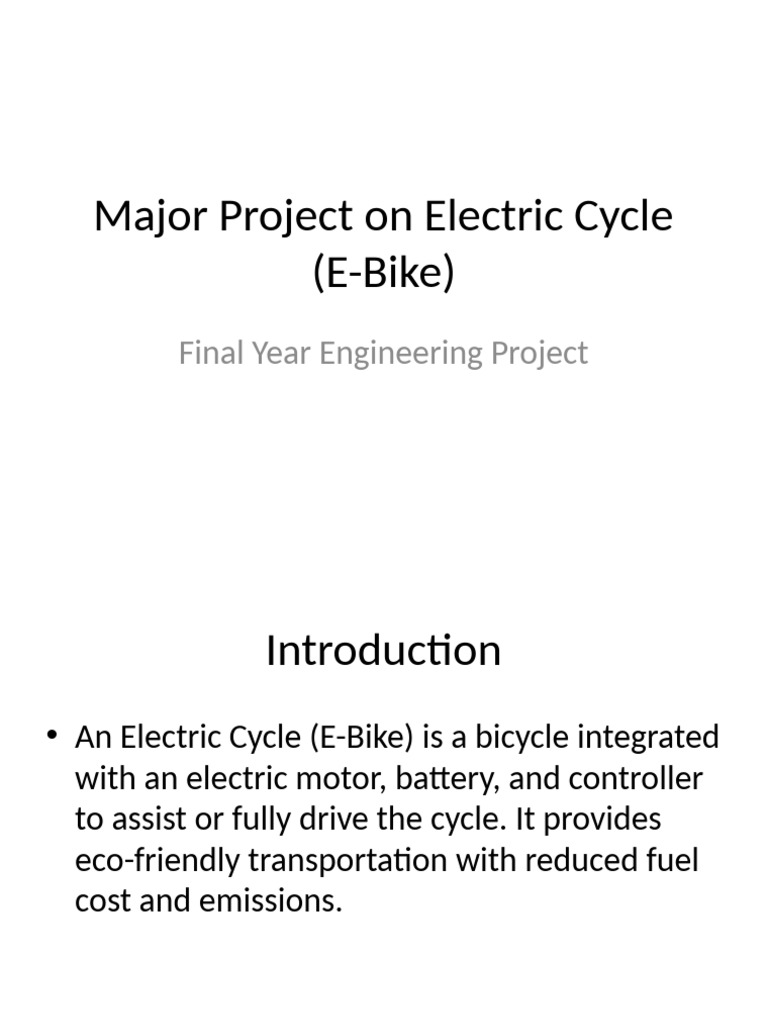 Eco-Friendly Electric Cycle Project | PDF