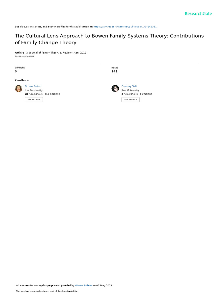 Cultural Lens in Bowen Family Theory | PDF | Self | Psychology